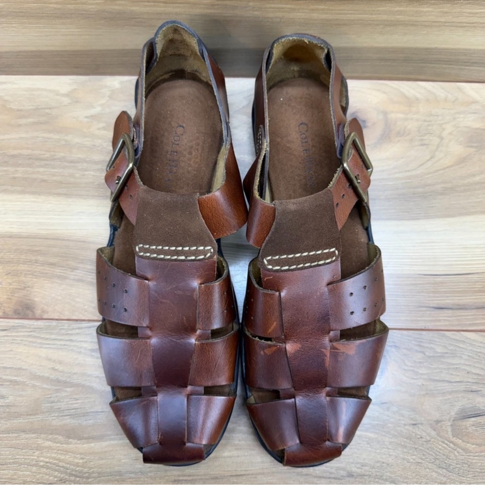 Brand New COLE HAAN Men's Brown Leather Fisherman Sandals Sz 10.5 M